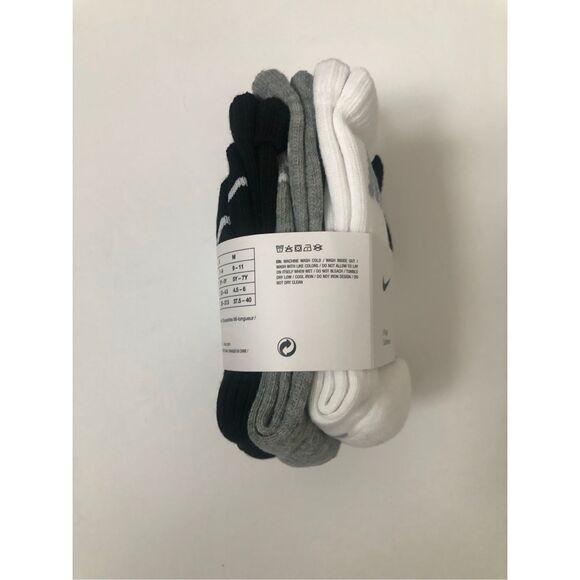 Nike Boys Cushioned Crew Socks 6 Pack (Grey/White/Black) size 7C-10C - Picture 5 of 6